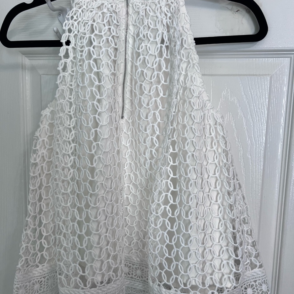 NWT | Moon River / Anthropologie White Lace Babydoll Top, Size S - Picture 3 of 4